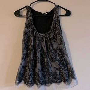 NY&Co black and white floral lace tank size XS